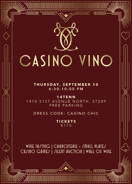Casino Vino 2026 print invitation front NO EARLY BIRD